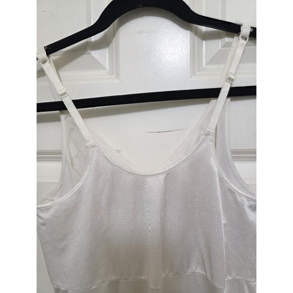 Vintage Vanity FAIR Y2K 80s White Full-Length Satin Slip Dress Adjustable Straps - Picture 5 of 8